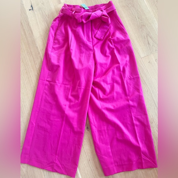 Ann Taylor bright pink wide ankle pant with tie belt women's 8p New with tags - Picture 5 of 5